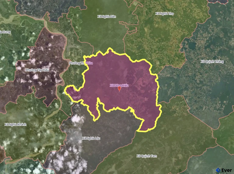 Bản đồ xã Đông Hiếu, Nghệ An sau sáp nhập