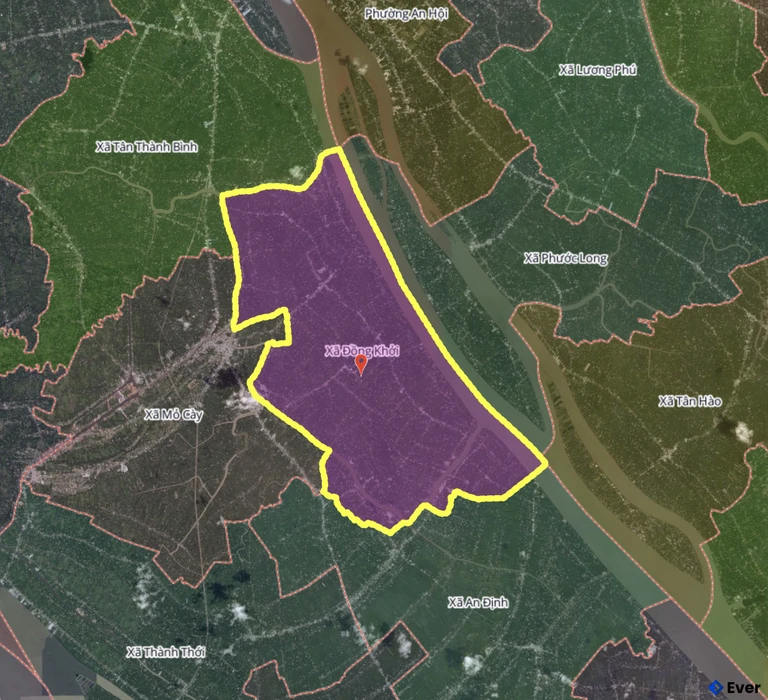 Bản đồ xã Đồng Khởi, Vĩnh Long sau sáp nhập