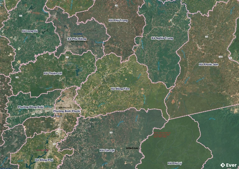 Bản đồ xã Đồng Tâm, Đồng Nai sau sáp nhập