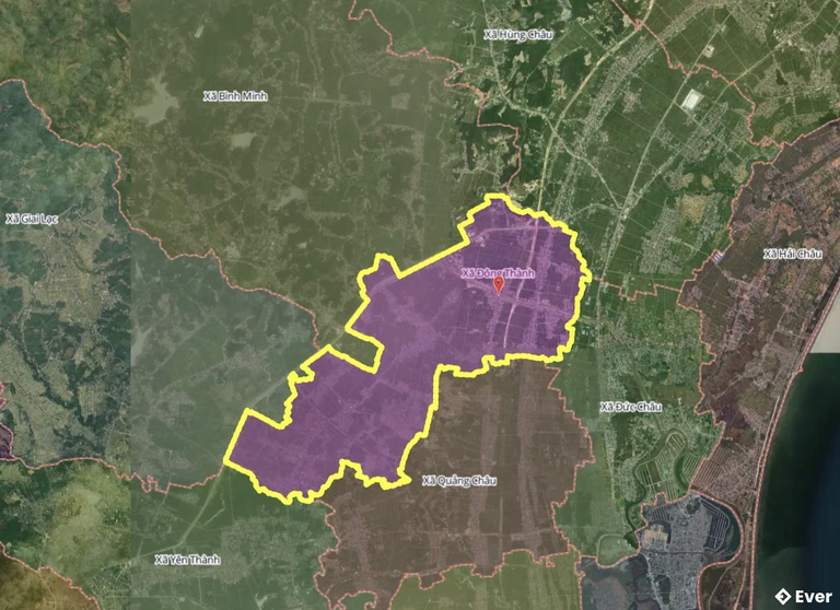 Bản đồ xã Đông Thành, Nghệ An sau sáp nhập