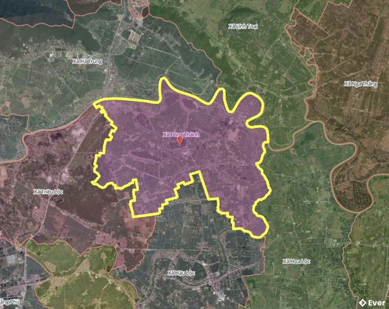 Bản đồ xã Đông Thành, Thanh Hóa sau sáp nhập