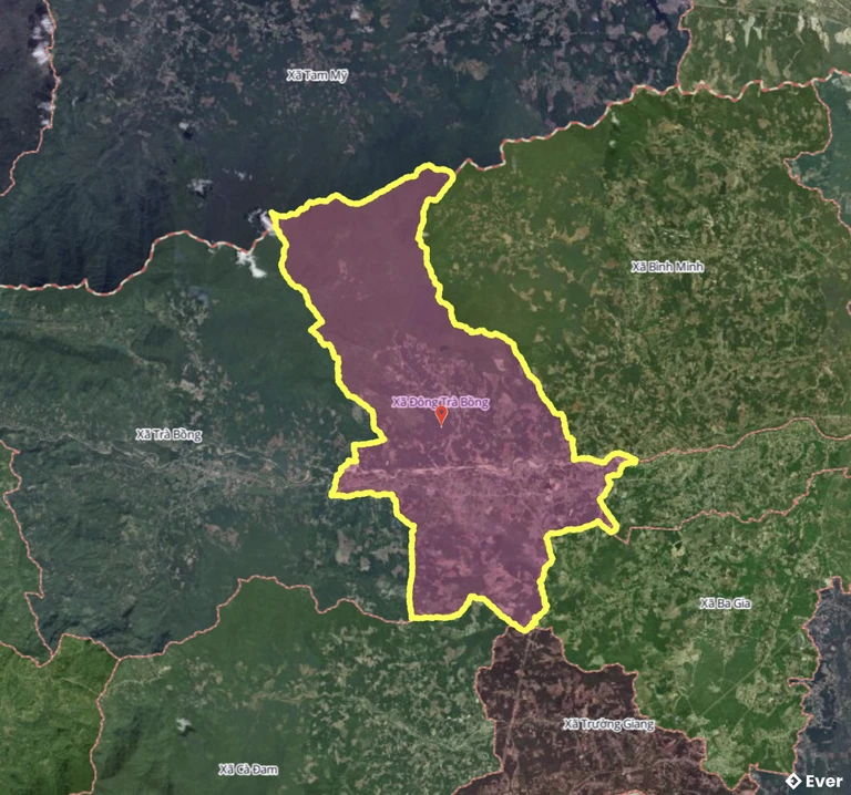 Bản đồ xã Đông Trà Bồng, Quảng Ngãi sau sáp nhập