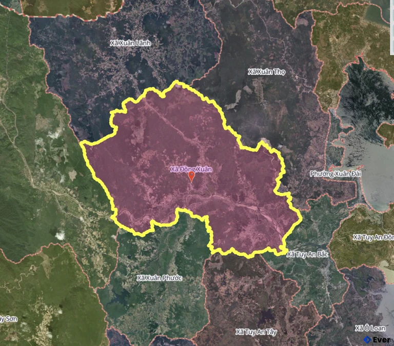 Bản đồ xã Đồng Xuân, Phú Yên sau sáp nhập