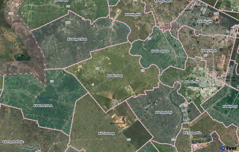 Bản đồ xã Đức Huệ, Tây Ninh sau sáp nhập