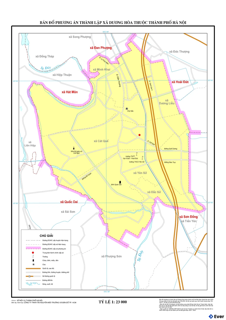 Bản đồ xã Dương Hòa, Hà Nội sau sáp nhập