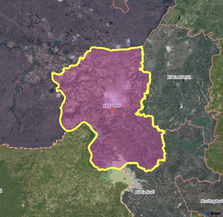 Bản đồ xã Ea Wer, Đắk Lắk sau sáp nhập