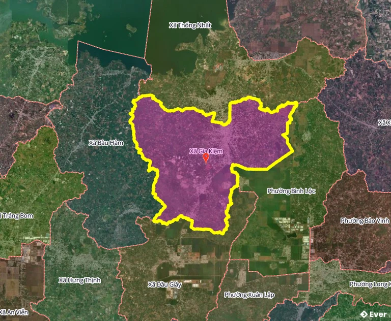 Bản đồ xã Gia Kiệm, Đồng Nai sau sáp nhập