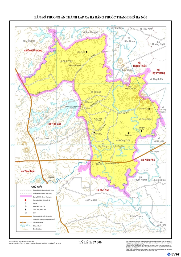 Bản đồ xã Hạ Bằng, Hà Nội sau sáp nhập