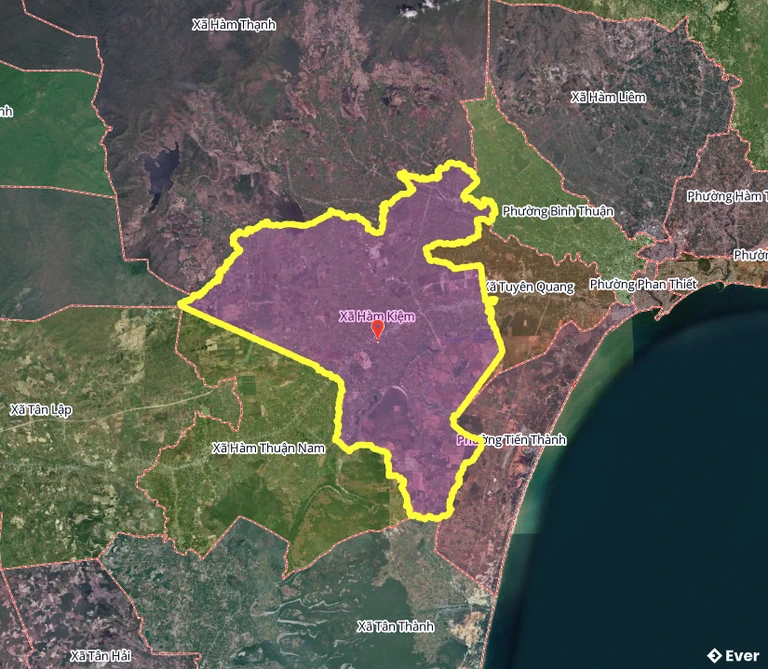 Bản đồ xã Hàm Kiệm, Lâm Đồng sau sáp nhập