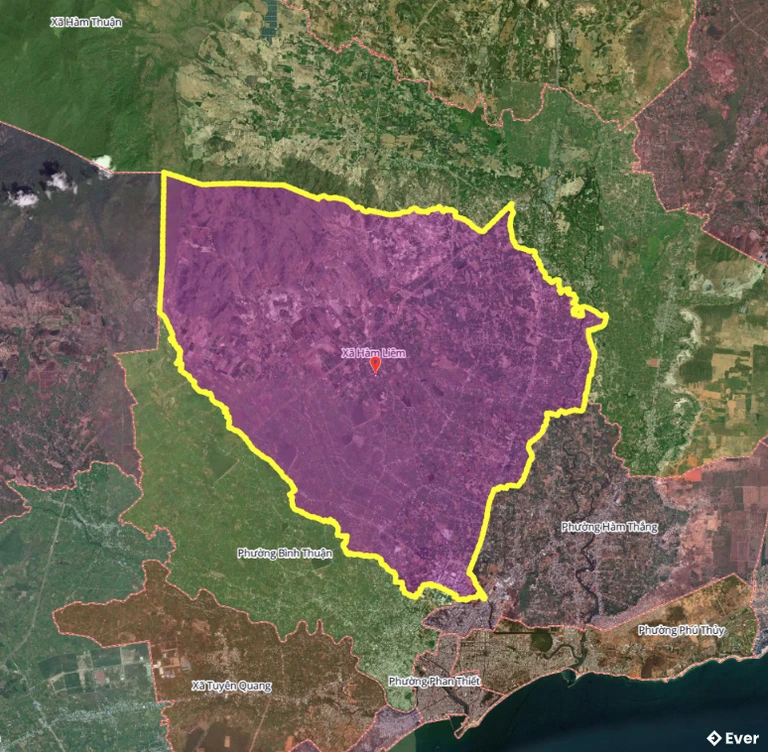 Bản đồ xã Hàm Liêm, Lâm Đồng sau sáp nhập