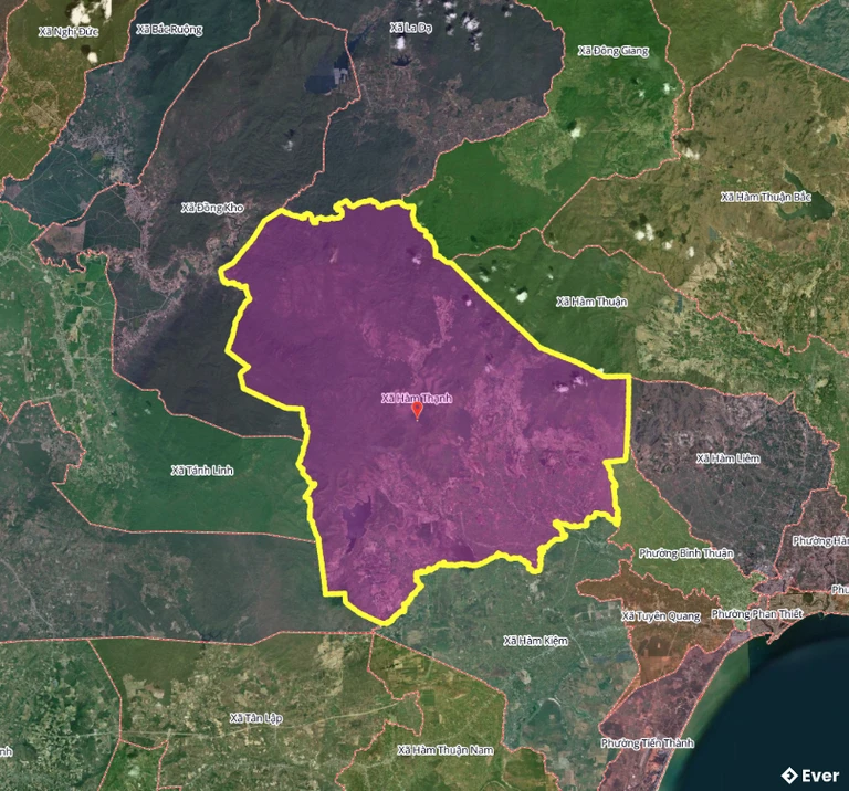 Bản đồ xã Hàm Thạnh sau sáp nhập