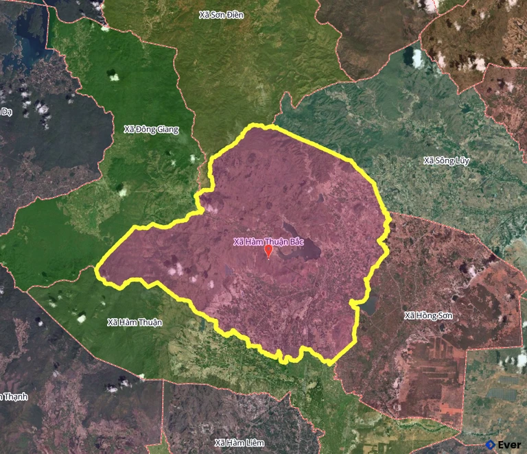 Bản đồ xã Hàm Thuận Bắc, Lâm Đồng sau sáp nhập