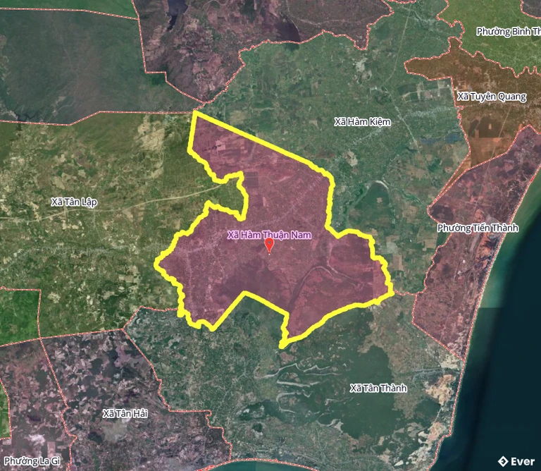 Bản đồ xã Hàm Thuận Nam sau sáp nhập