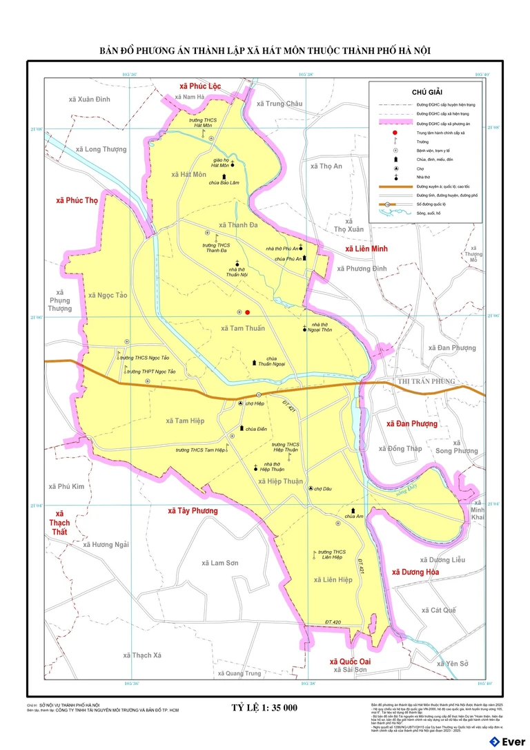 Bản đồ xã Hát Môn, Hà Nội sau sáp nhập