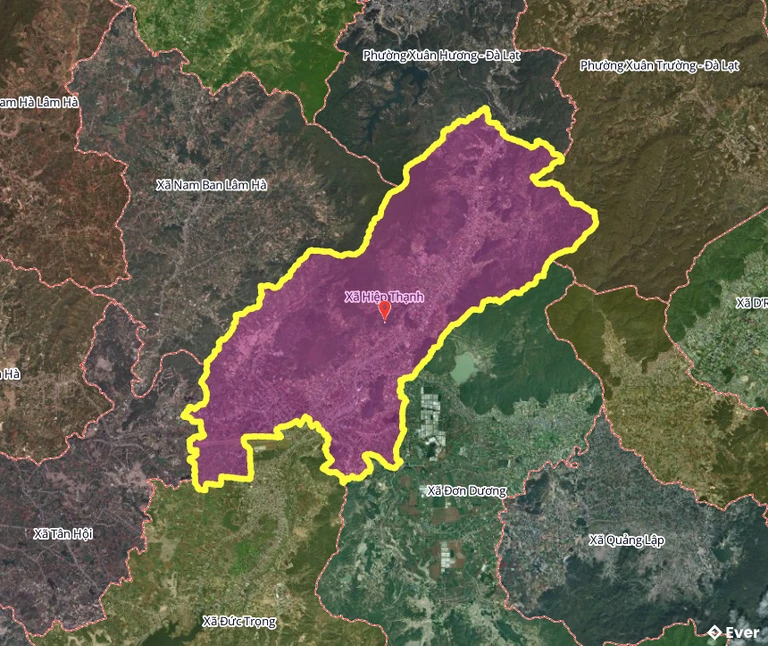 Bản đồ xã Hiệp Thạnh, Lâm Đồng sau sáp nhập