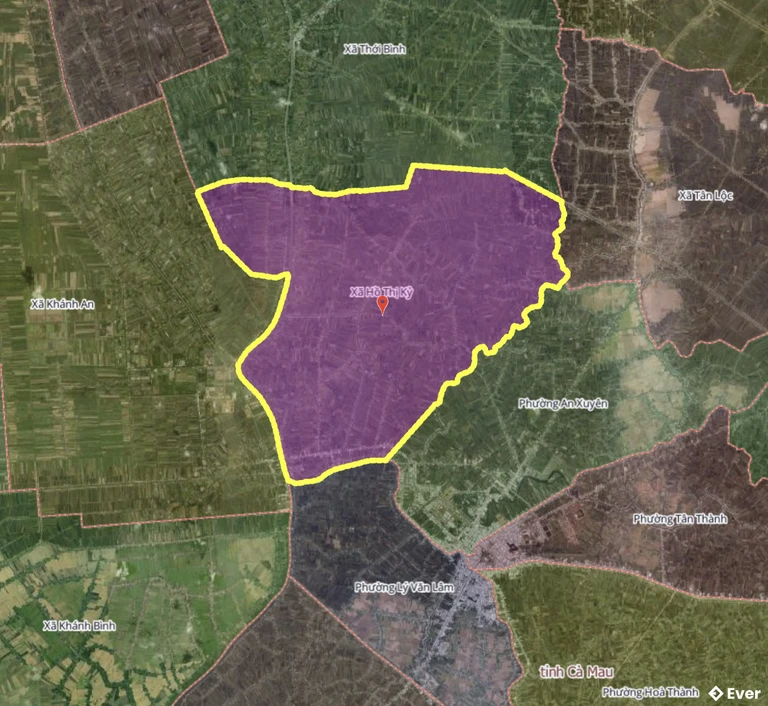 Bản đồ xã Hồ Thị Kỷ, Cà Mau sau sáp nhập