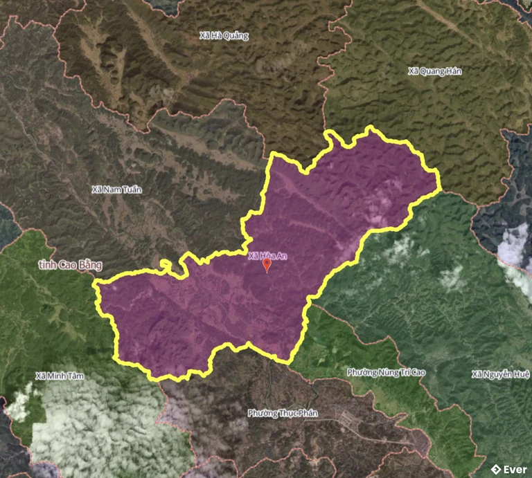 Bản đồ xã Hòa An, Cao Bằng sau sáp nhập