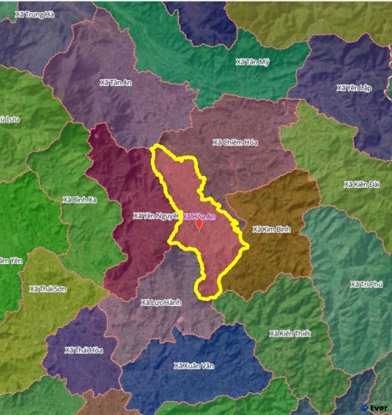 Bản đồ xã Hòa An, Tuyên Quang sau sáp nhập