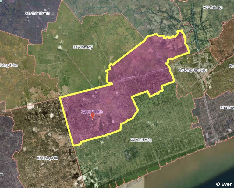 Bản đồ xã Hòa Bình, Cà Mau sau sáp nhập