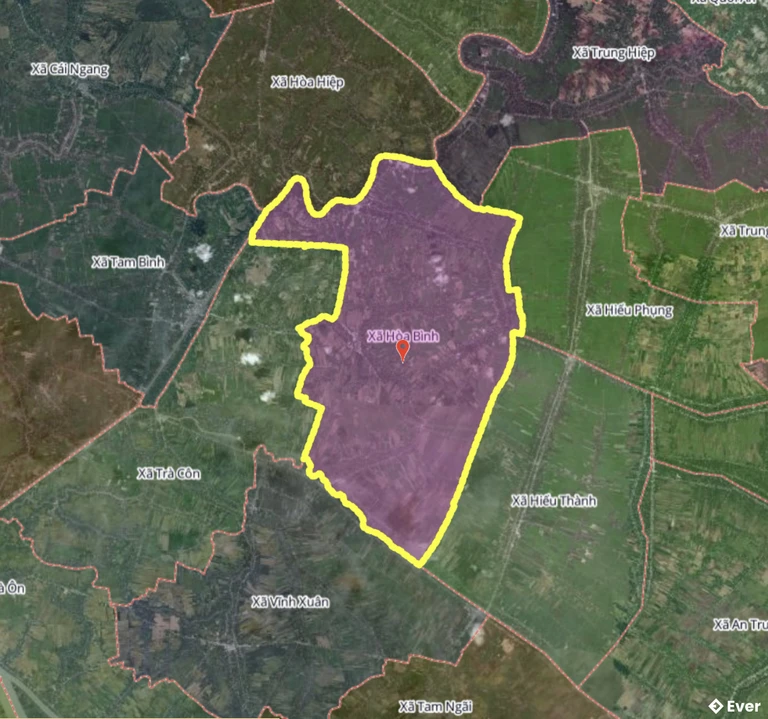 Bản đồ xã Hòa Bình, Vĩnh Long sau sáp nhập