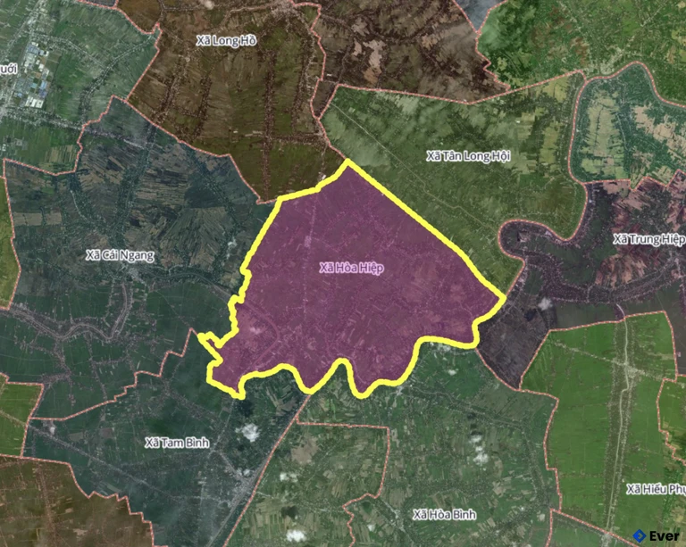 Bản đồ xã Hòa Hiệp, Vĩnh Long sau sáp nhập