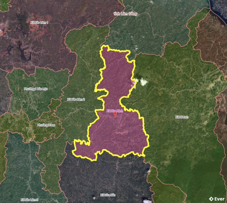 Bản đồ xã Hòa Ninh, Lâm Đồng sau sáp nhập