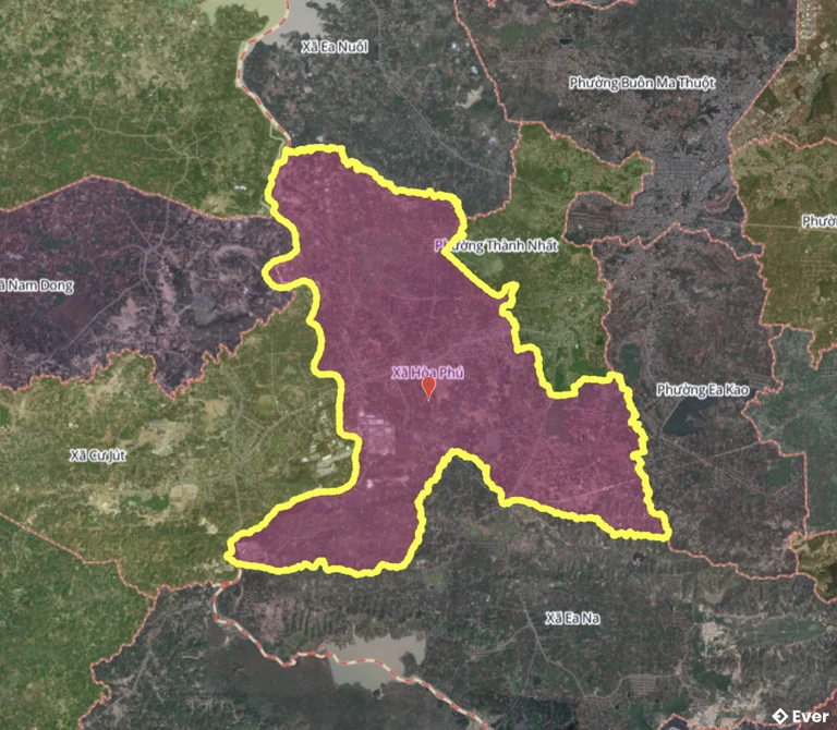 Bản đồ xã Hòa Phú, Đắk Lắk sau sắp xếp