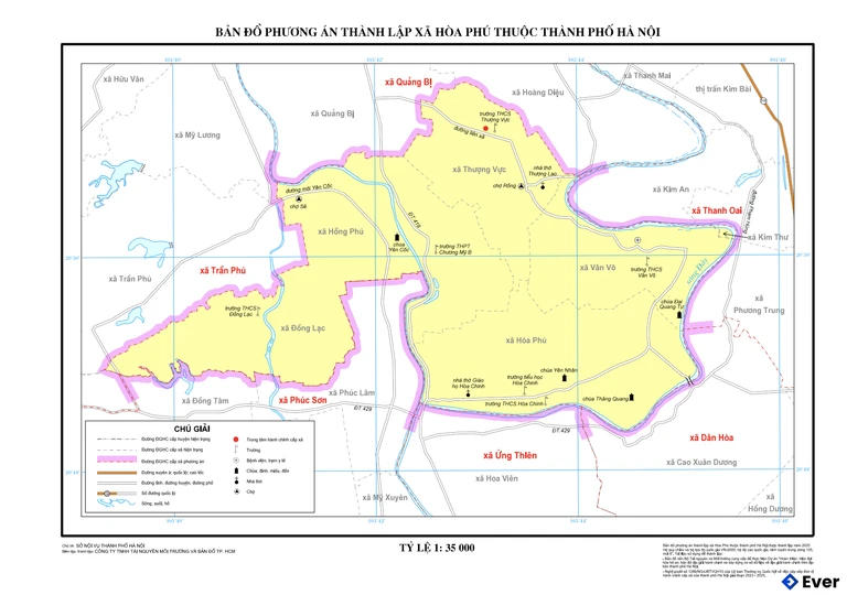 Bản đồ xã Hòa Phú, Hà Nội sau sáp nhập
