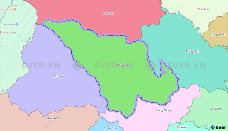 Bản đồ xã Hoa Thám sau sáp nhập