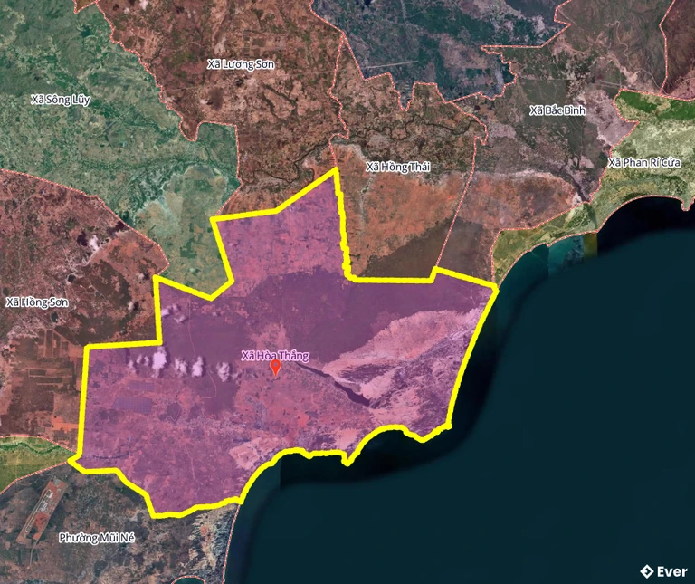 Bản đồ xã Hòa Thắng, Lâm Đồng sau sáp nhập