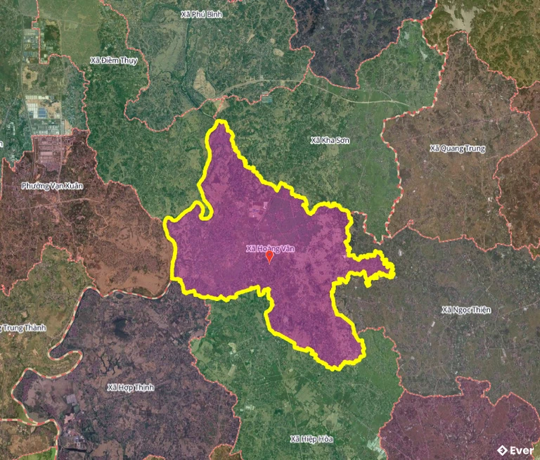 Bản đồ xã Hoàng Vân, Bắc Ninh sau sáp nhập