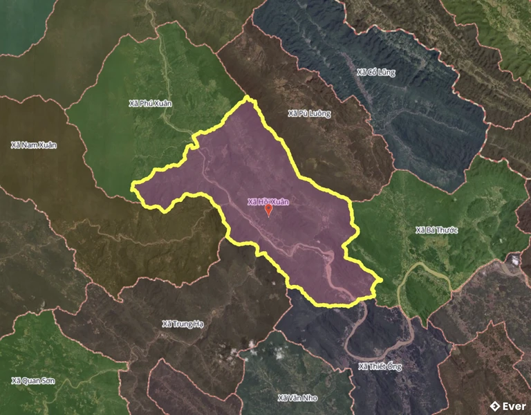 Bản đồ xã Hồi Xuân, Thanh Hóa sau sáp nhập