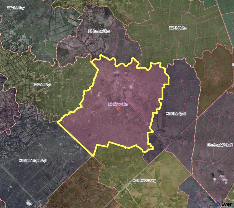 Bản đồ xã Hồng Dân, Cà Mau sau sáp nhập