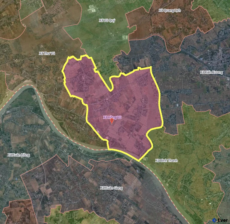 Bản đồ xã Hồng Vũ, Hưng Yên sau sáp nhập