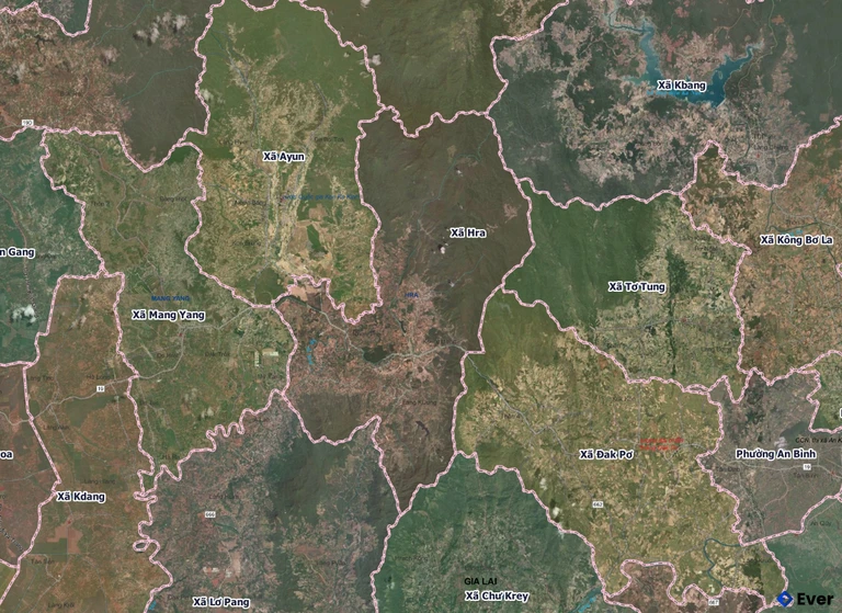 Bản đồ xã Hra, Gia Lai sau sáp nhập