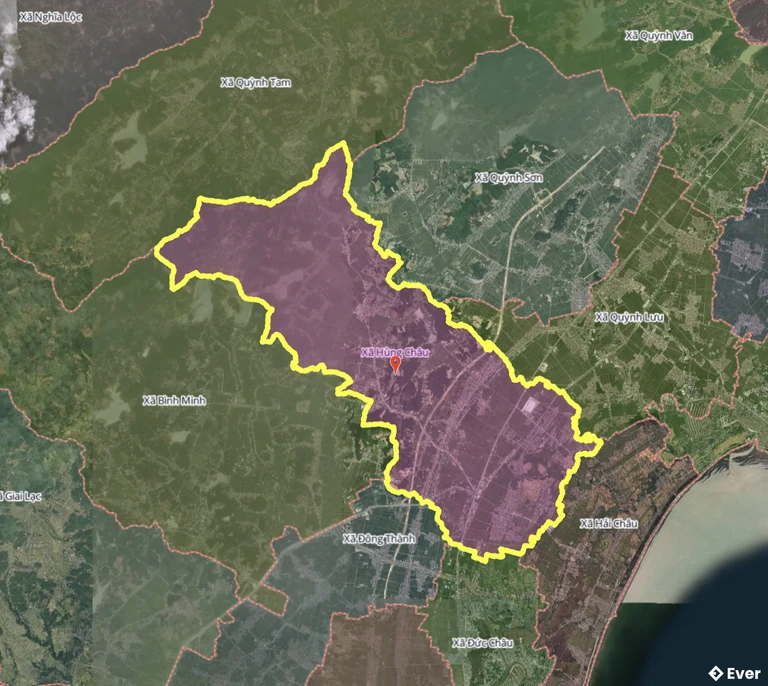 Bản đồ xã Hùng Châu, Nghệ An sau sáp nhập