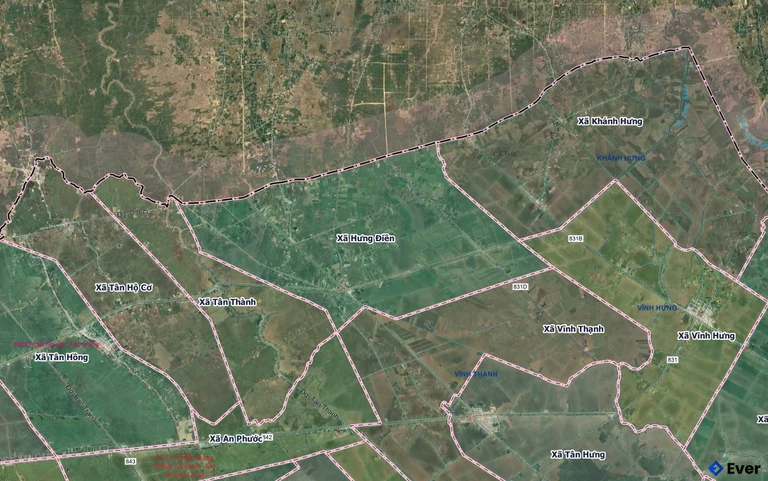 Bản đồ xã Hưng Điền, Tây Ninh sau sáp nhập