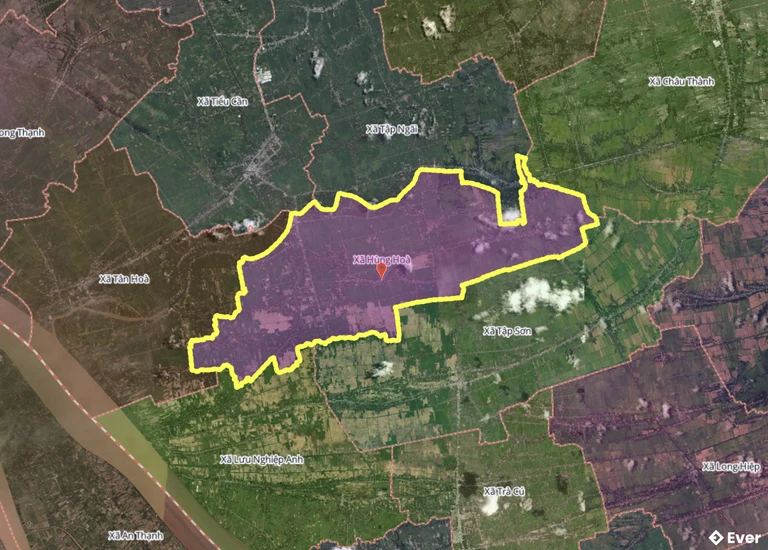 Bản đồ xã Hùng Hòa, Vĩnh Long sau sáp nhập