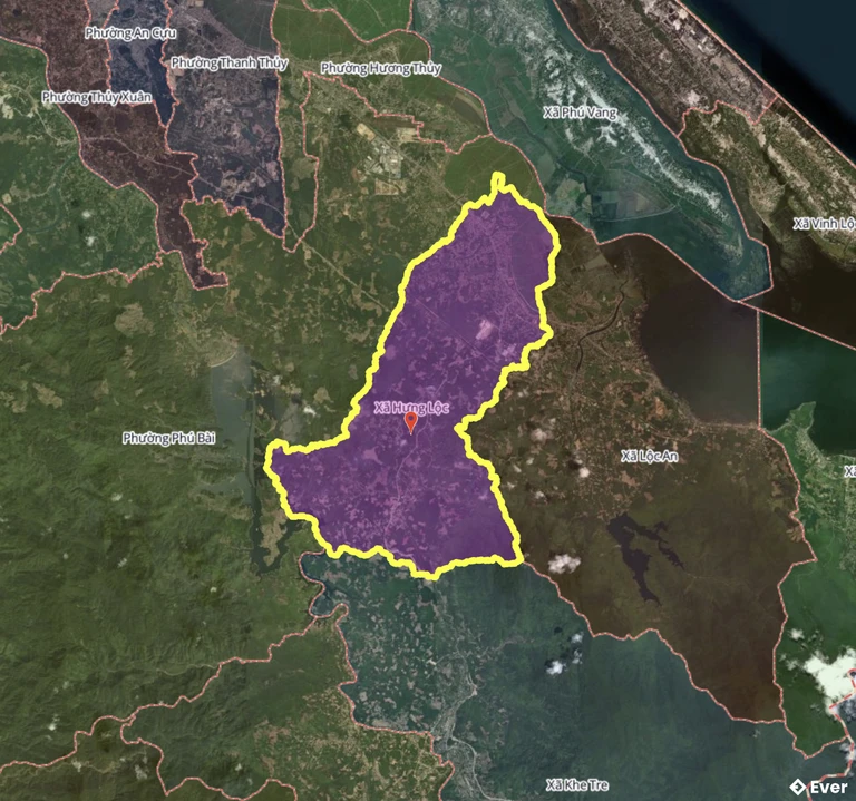 Bản đồ xã Hưng Lộc, Huế sau sáp nhập