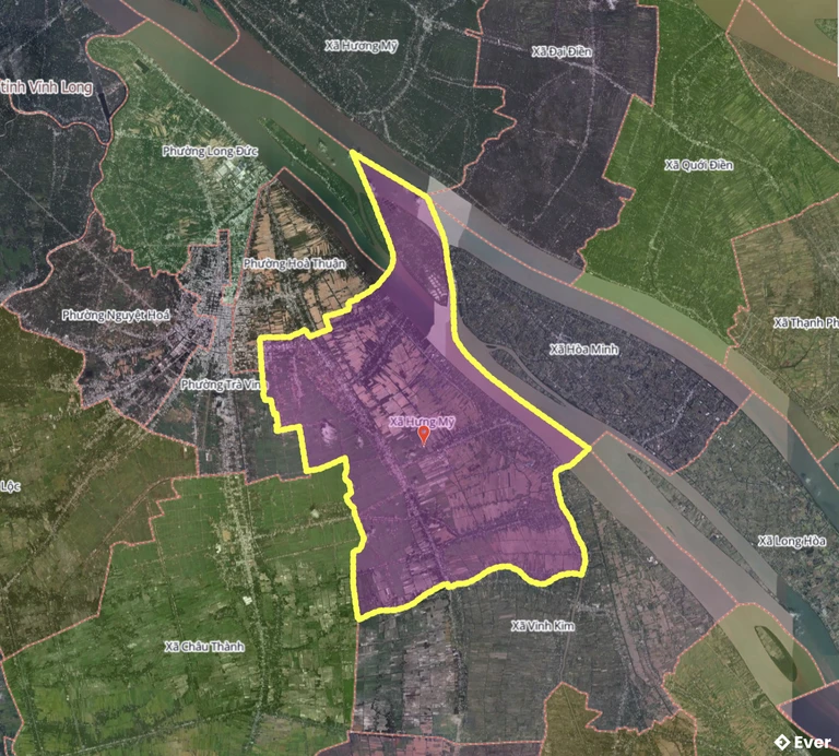 Bản đồ xã Hưng Mỹ, Vĩnh Long sau sáp nhập