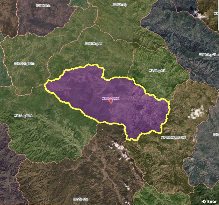 Bản đồ xã Huổi Một, Sơn La sau sáp nhập