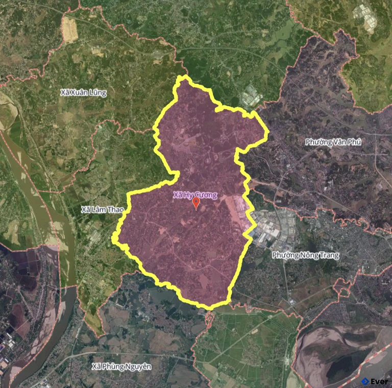 Bản đồ xã Hy Cương, Phú Thọ sau sáp nhập