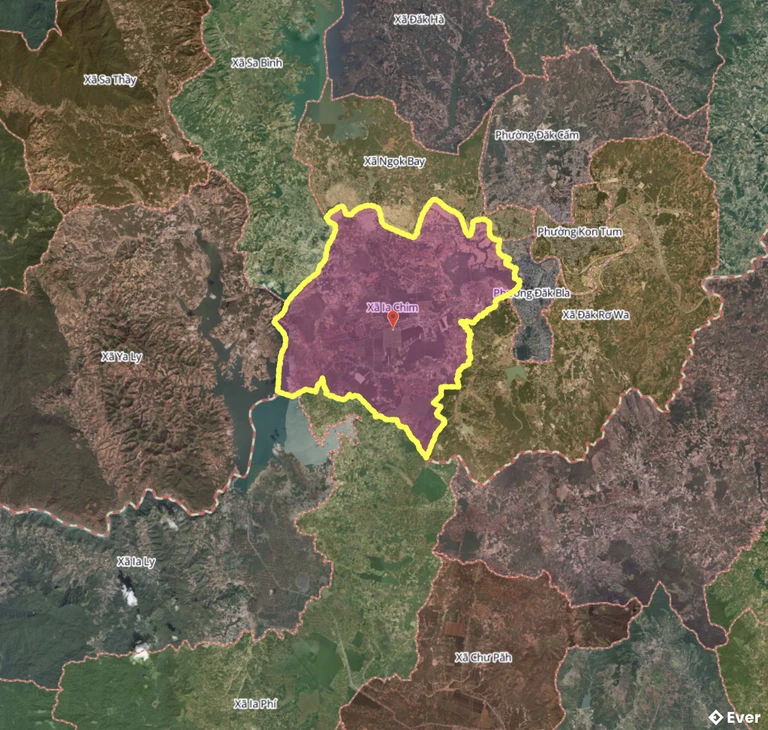 Bản đồ xã Ia Chim, Quảng Ngãi sau sáp nhập