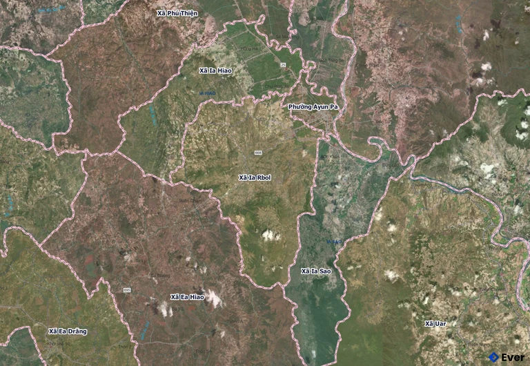 Bản đồ xã Ia Rbol, Gia Lai sau sáp nhập