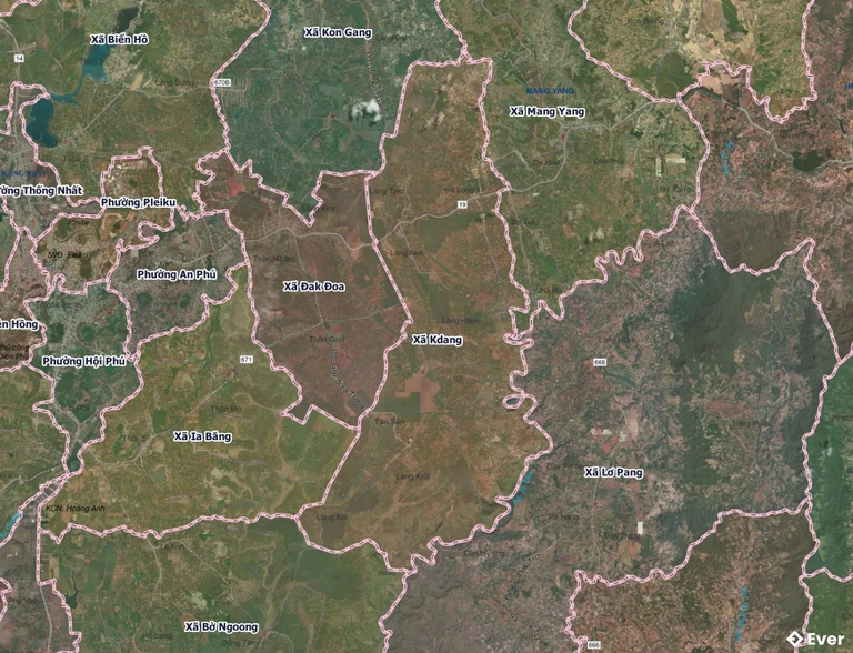 Bản đồ xã KDang, Gia Lai sau sáp nhập