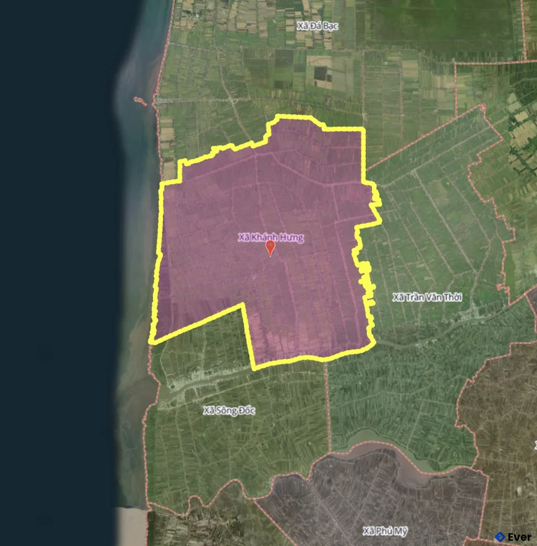 Bản đồ xã Khánh Hưng, Cà Mau sau sáp nhập