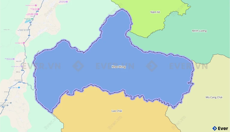 Bản đồ xã Khao Mang sau sáp nhập