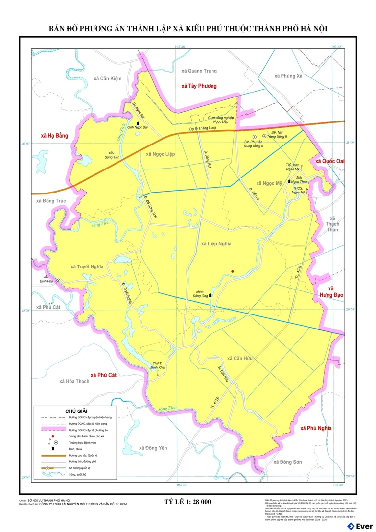 Bản đồ xã Kiều Phú, Hà Nội sau sáp nhập