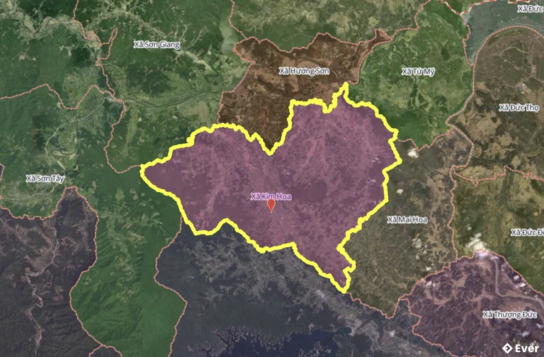 Bản đồ xã Kim Hoa, Hà Tĩnh sau sáp nhập