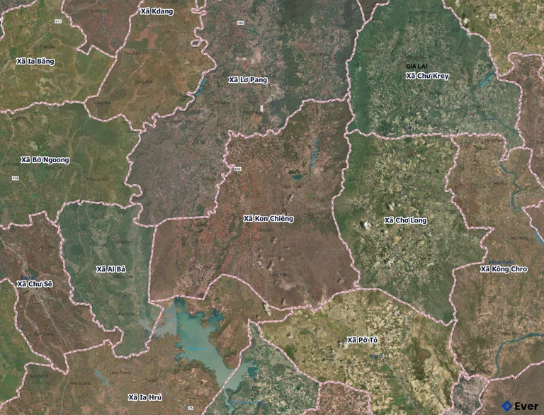 Bản đồ xã Kon Chiêng, Gia Lai sau sáp nhập